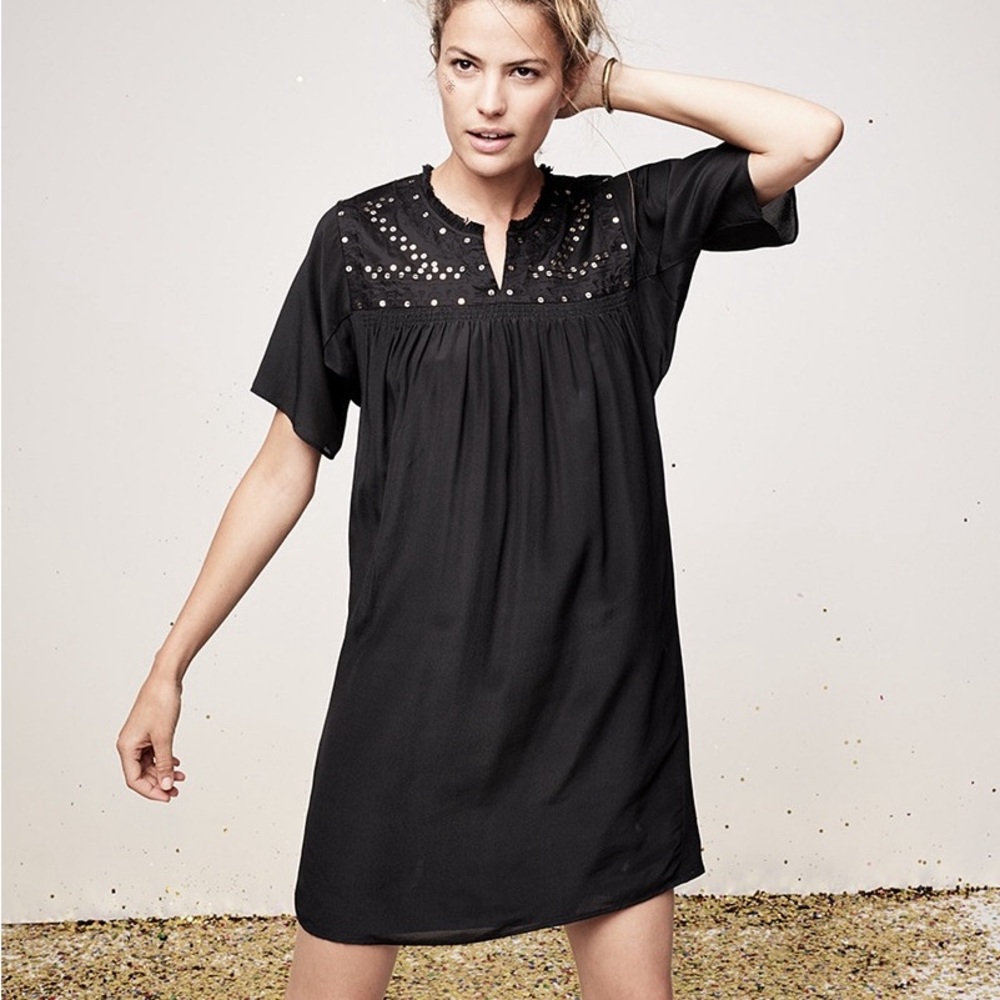 Madewell 100% Silk Nightbell Sequin Embellished Dress Size Small Whimsigoth Mini